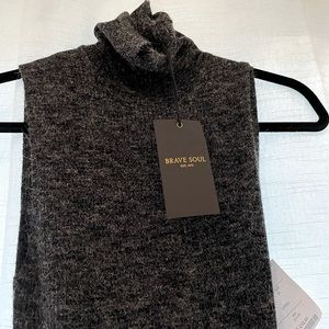 Gray fitted midi winter dress dress